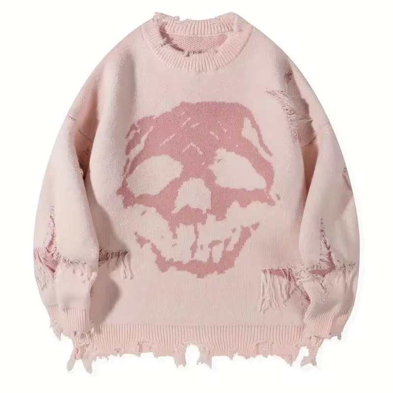 GRAVEKNIT™ – Skull Distressed Knit Sweater
