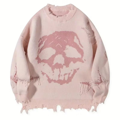 GRAVEKNIT™ – Skull Distressed Knit Sweater