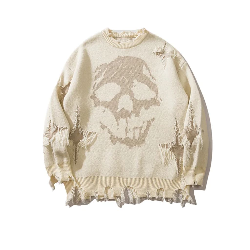 GRAVEKNIT™ – Skull Distressed Knit Sweater