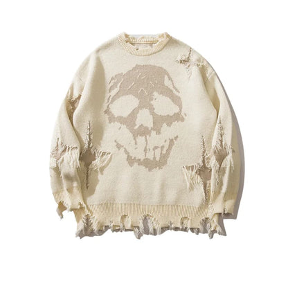 GRAVEKNIT™ – Skull Distressed Knit Sweater