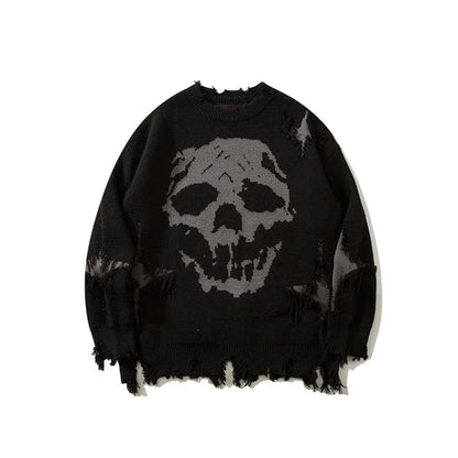 GRAVEKNIT™ – Skull Distressed Knit Sweater